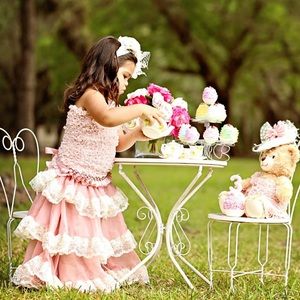 Vintage Flower Girl Boho Maxi Blush Dusty Rose 7 8